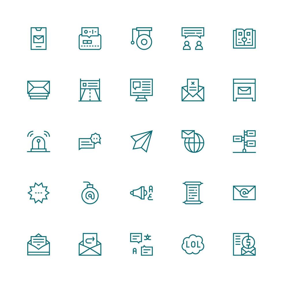 Medium Stroke Outline Icons from Message Set with 25 Vectors Core Icon Collection for Daily Tasks