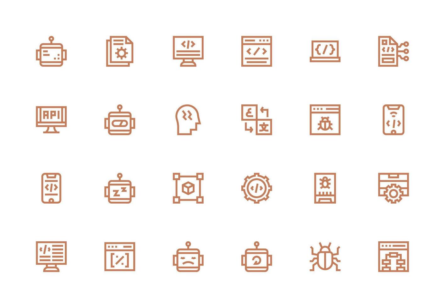 24 Thick Line Line Style Icons from Programming Collection Neat Icon Set vector