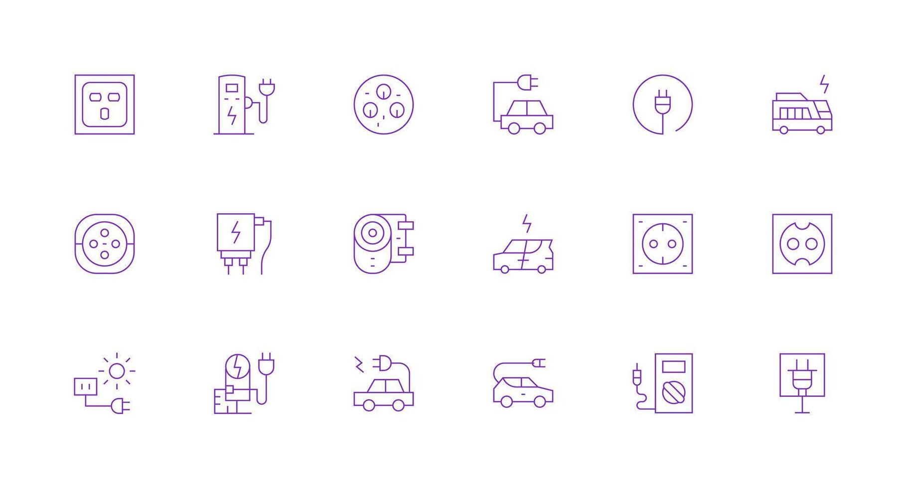 18 Icons for Charging Station in Minimal Line Format Neutral Style Icons for Any Project vector