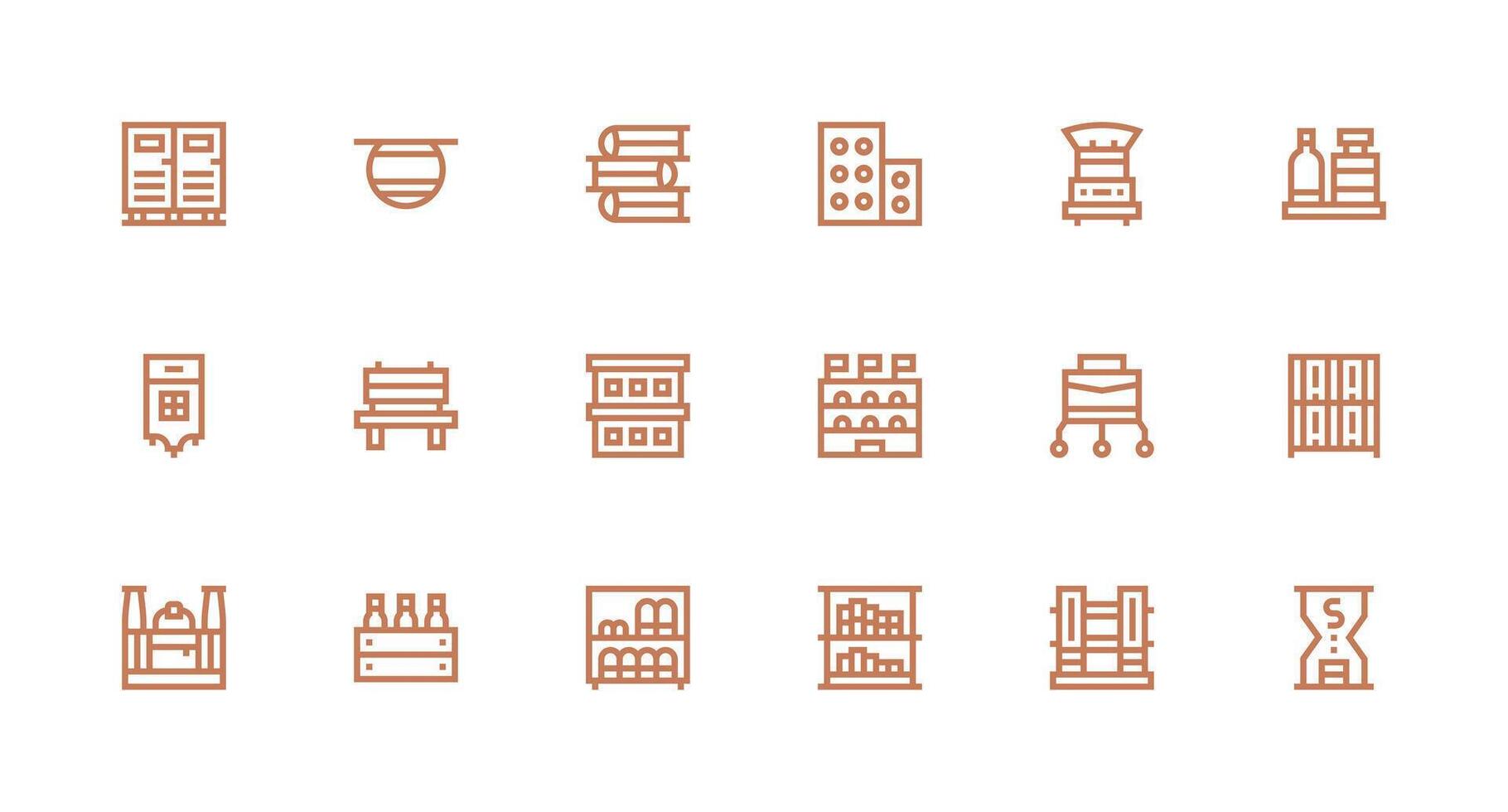 Strong Stroke Line Icons from Shelving Set with 18 Vectors Icons Built for Visual Consistency Pack