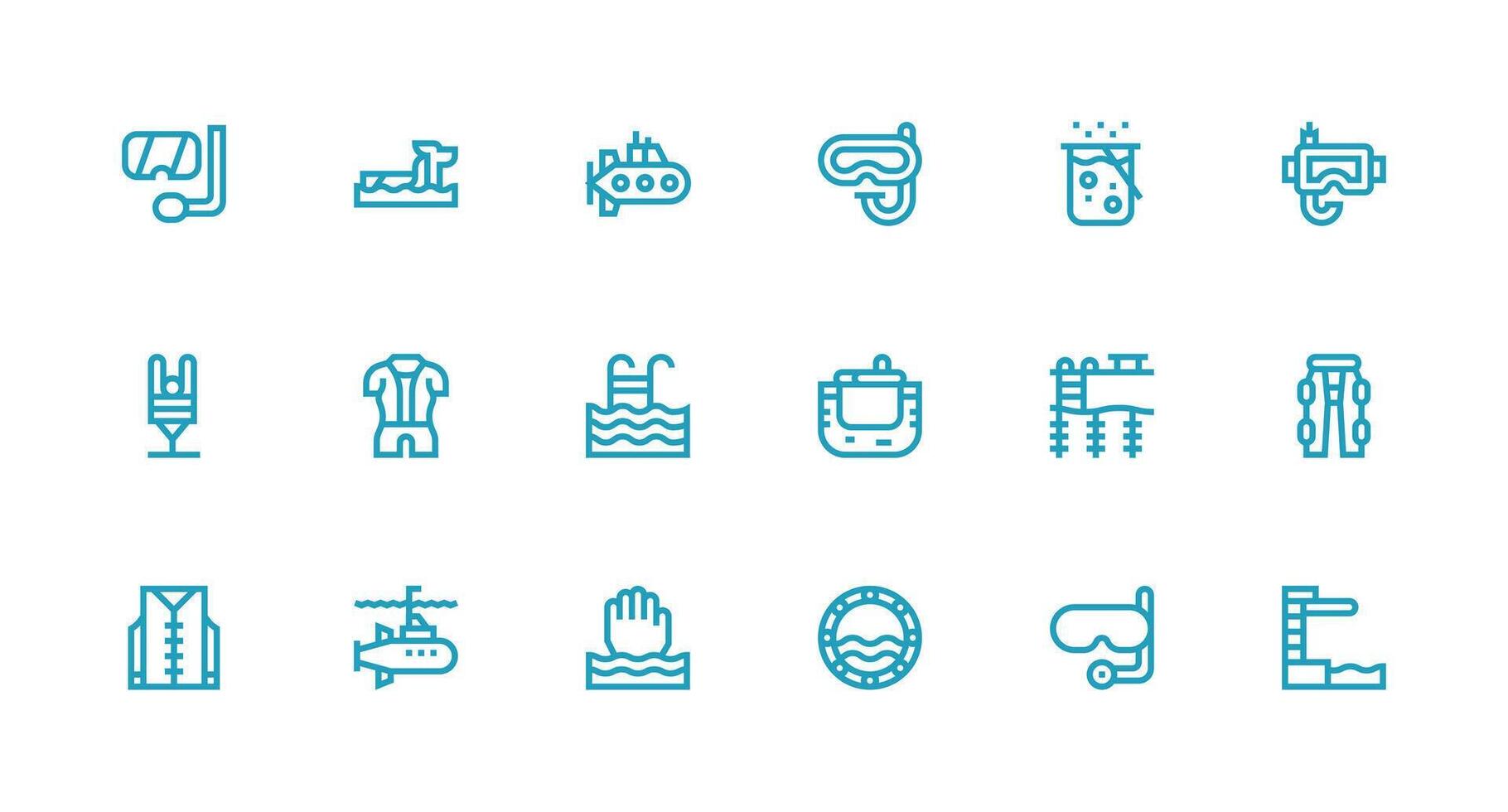 18 Icons for Diving in Strong Stroke Line Format Multi-Style Icon Collection vector