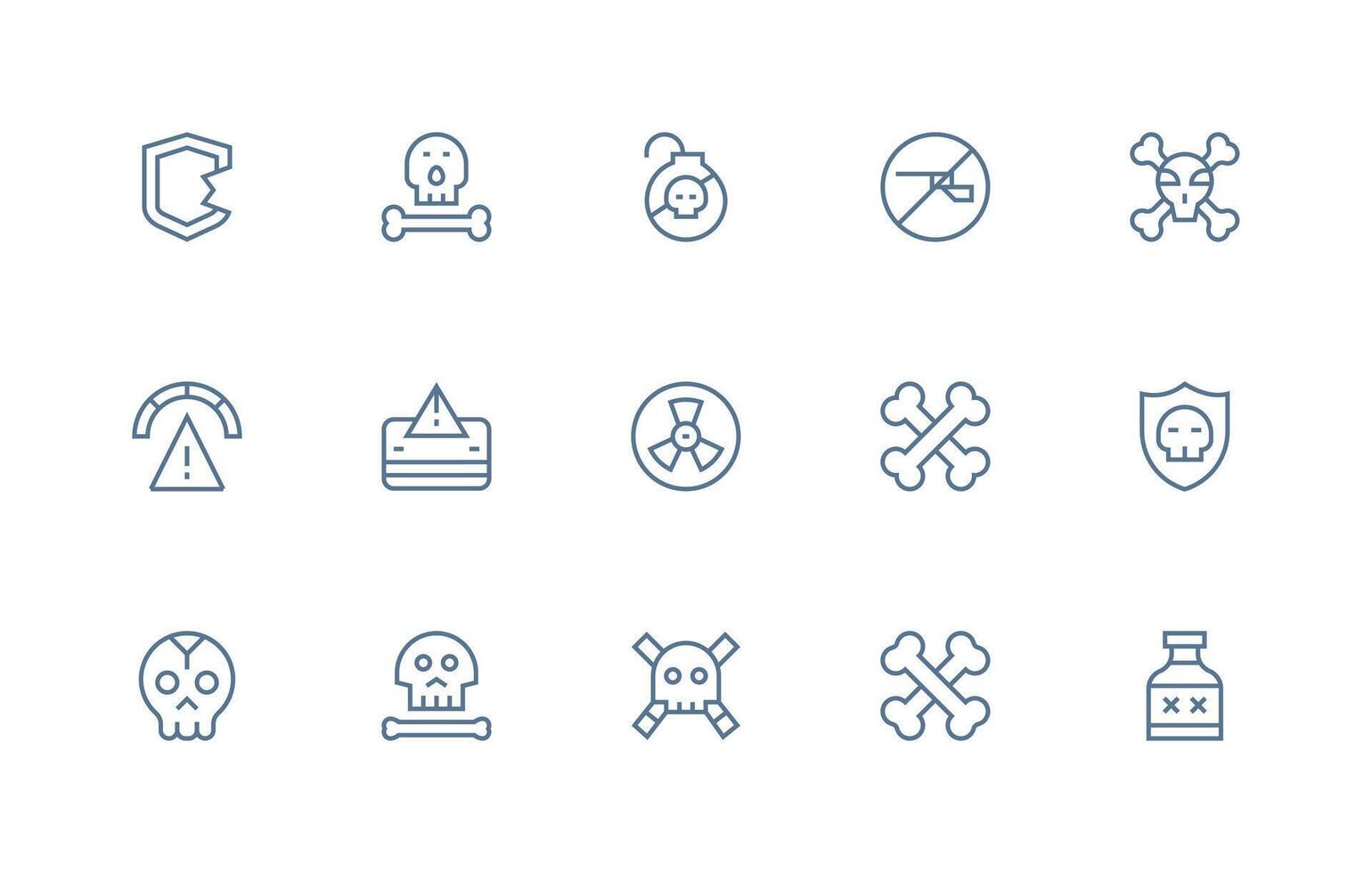 15 Regular Line Designs for Unsafe Icons Minimal Icon Set for Interface Projects vector