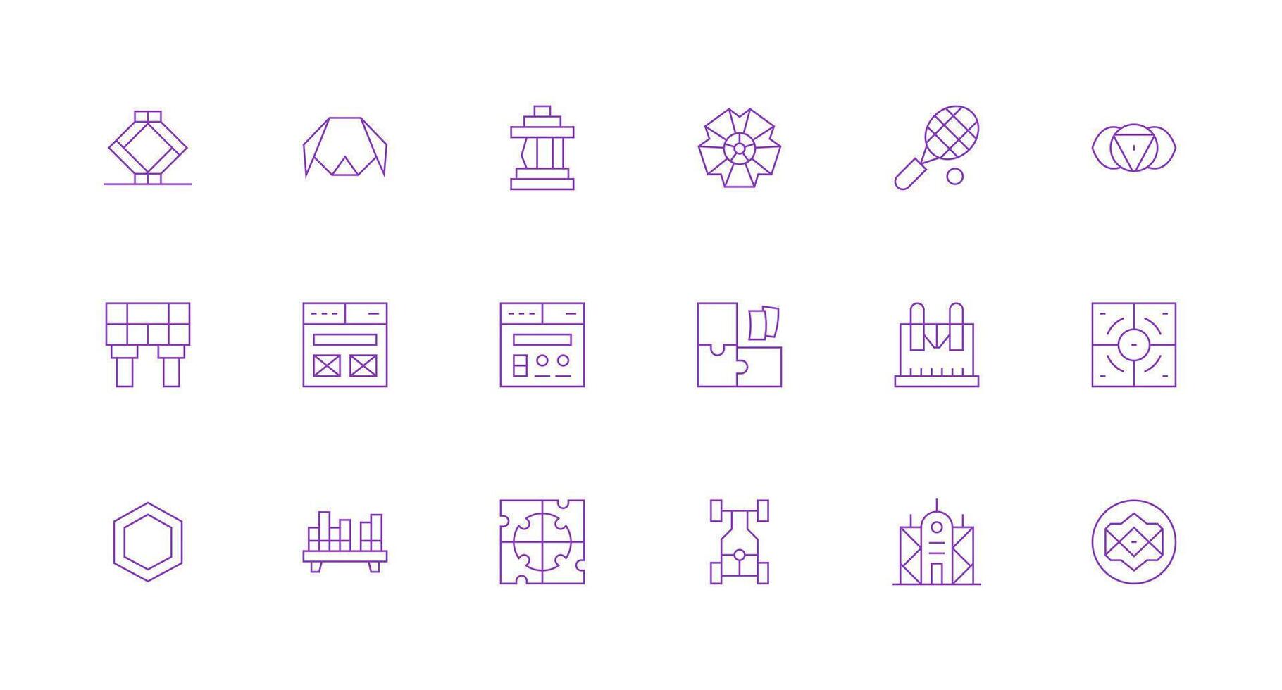 18 Framework Icons in Minimal Line Aesthetic Neatly Designed Icons for Web Platforms vector