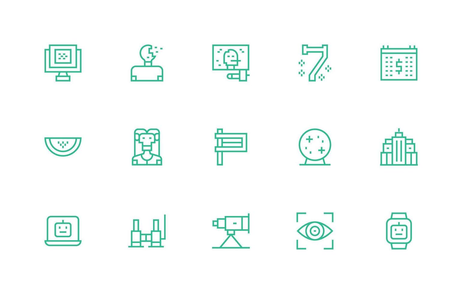 15 Pixelated Icons in Regular Line Aesthetic Neatly Designed Icons for Web Platforms vector
