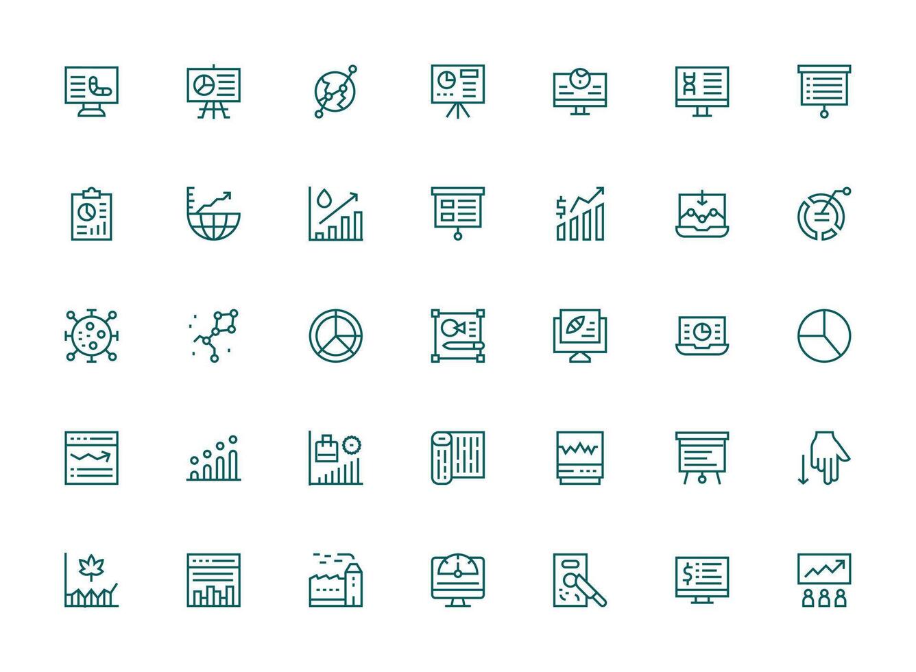 Regular Clean Line Icons from Graph Set with 35 Vectors Core Icon Collection for Daily Tasks