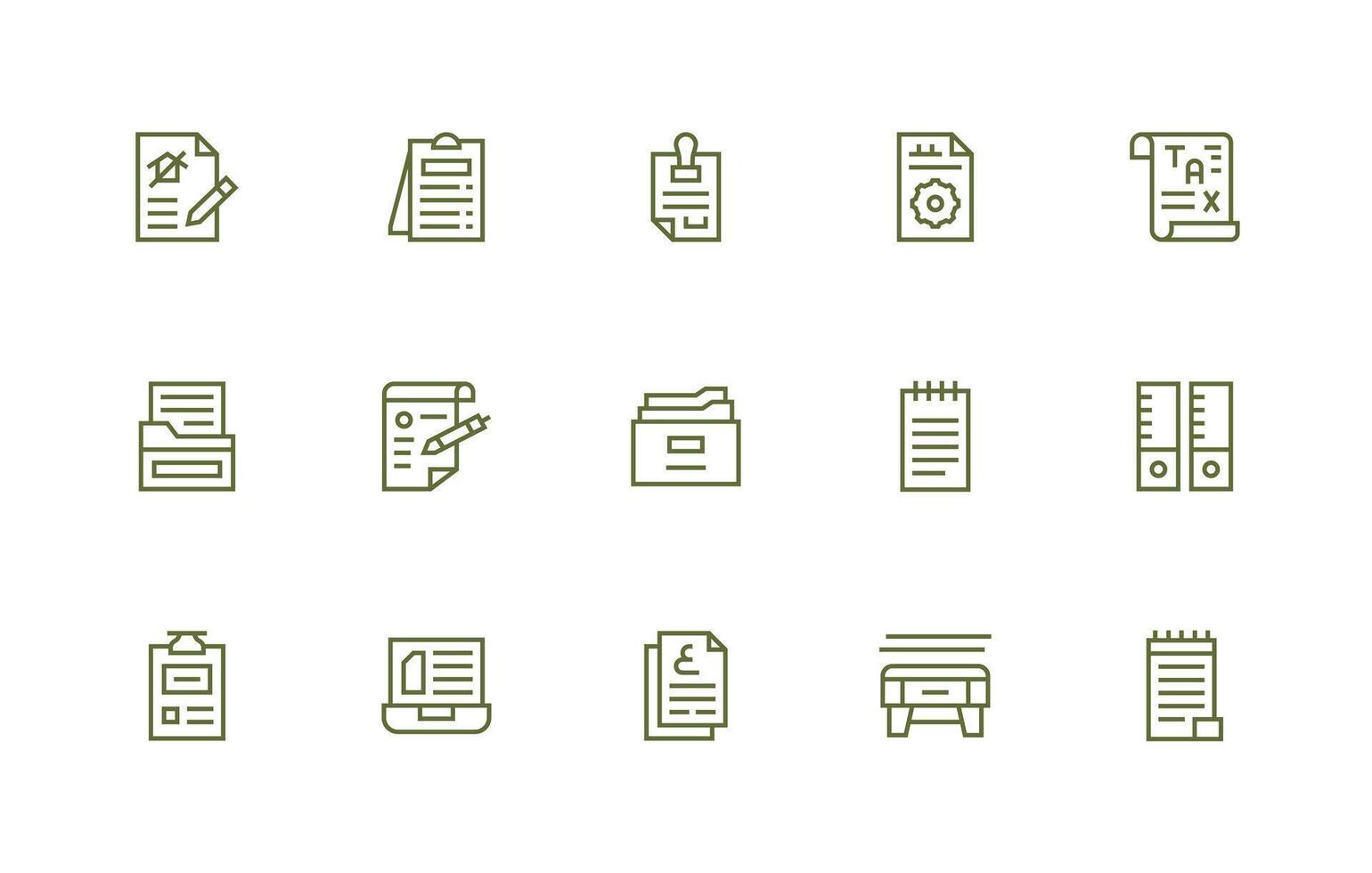15 Regular Line Style Icons from Paperwork Collection Customizable Icon Series for Mobile Screens vector