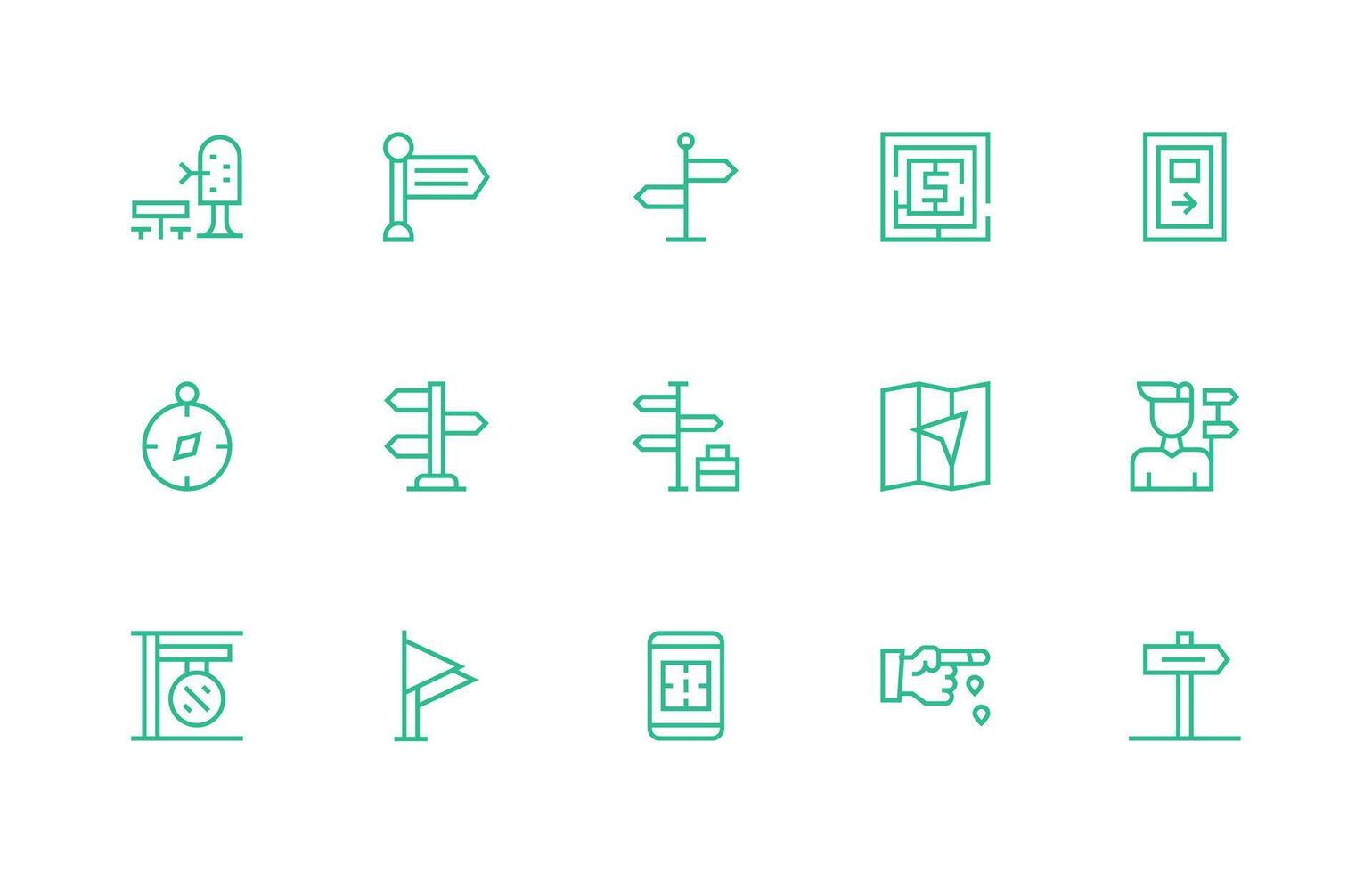 15 Wayfinding Icons in Regular Line Aesthetic Minimal Icon Set for Interface Projects vector