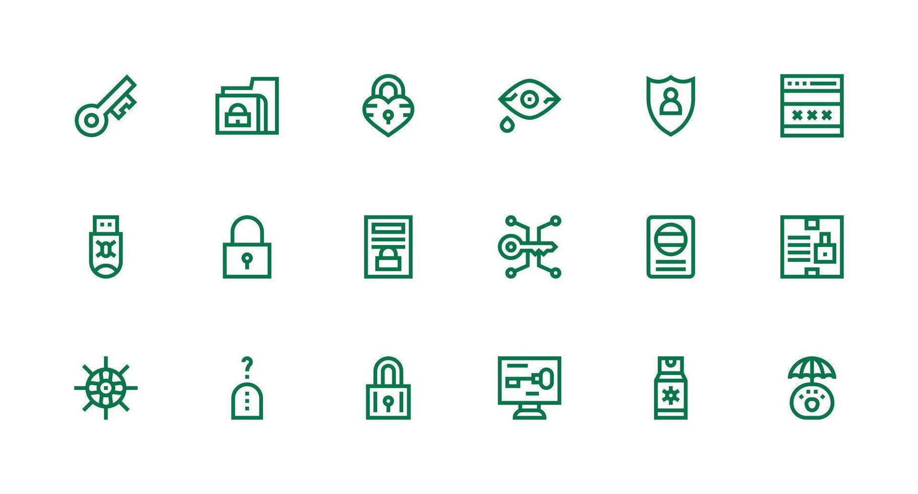 Password featuring 18 Icons in Strong Stroke Line Design Core Icon Collection for Daily Tasks vector