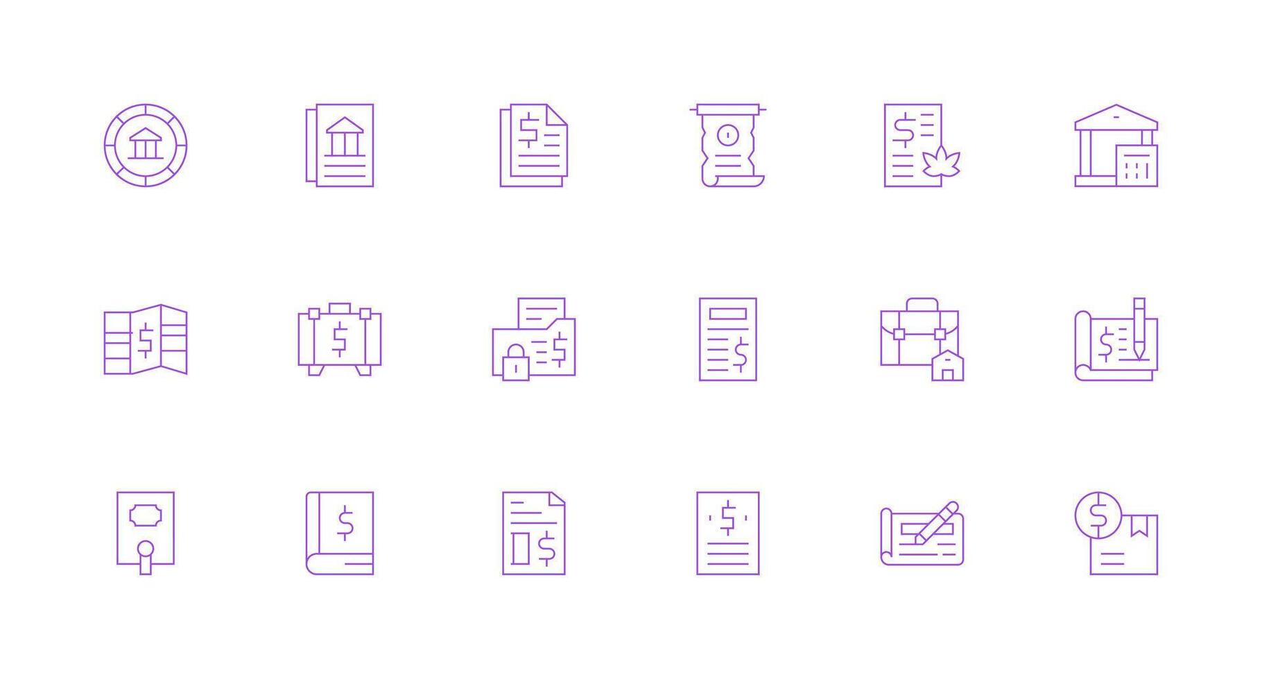 18 Minimal Line Style Icons from Ledger Collection Simplified Icon Pack for Visual Tools vector
