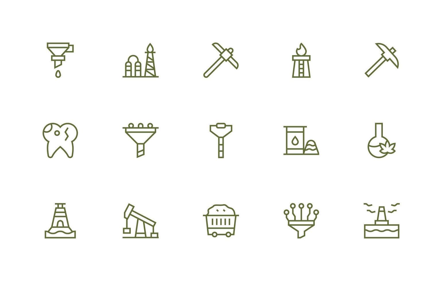 Extraction Visual Pack containing 15 Regular Line Icons Complete Icon Set for Mobile Apps vector