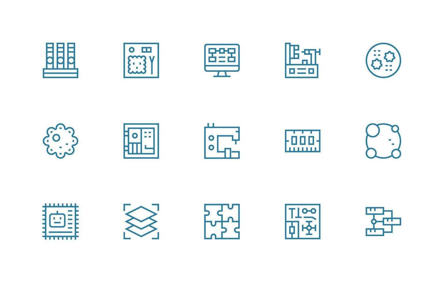 Components Set with 15 Regular Line Icons Essential Icon Set for Teams vector
