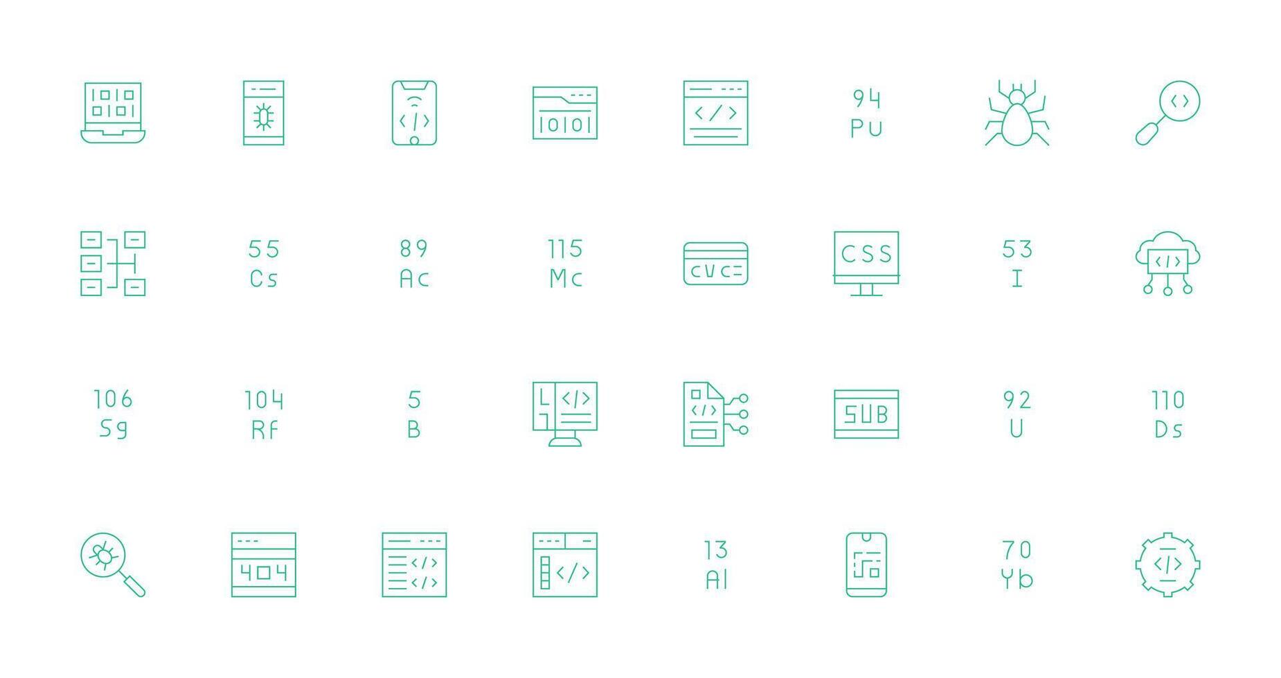 Code Icon Set with 32 Thin Line Graphics Editable Icon Collection vector