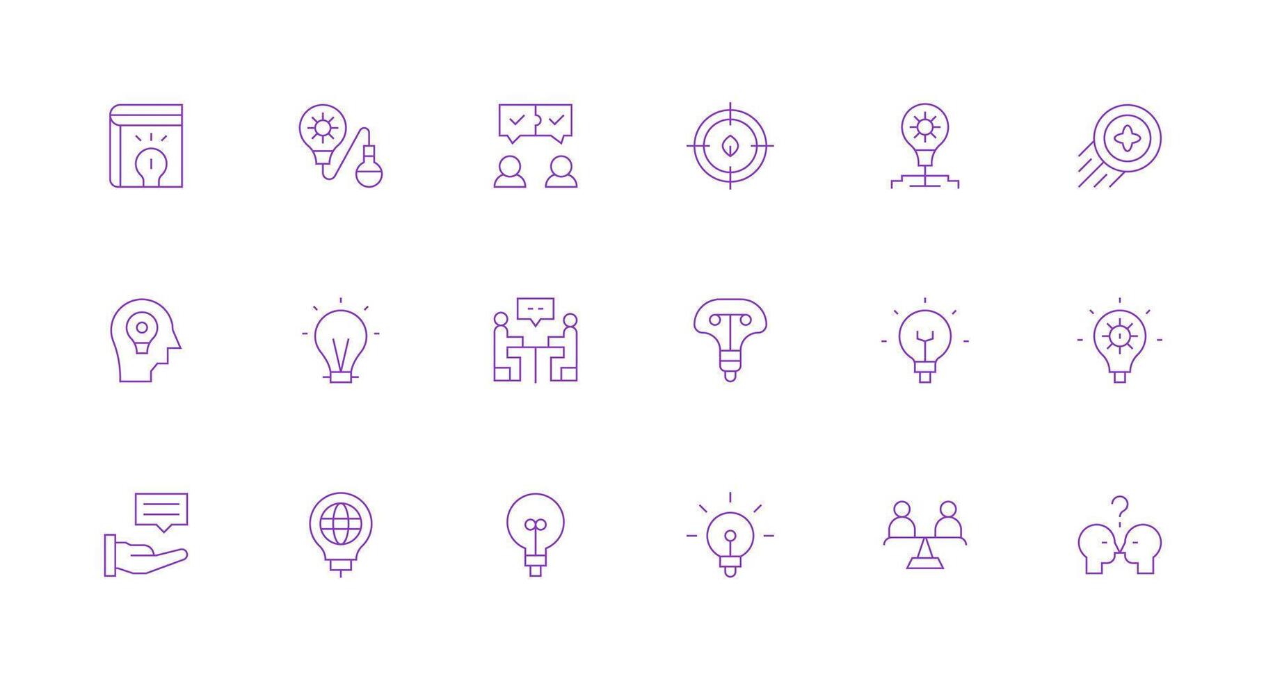 ProblemSolving Icon Set with 18 Minimal Line Graphics General Use Icon Pack vector