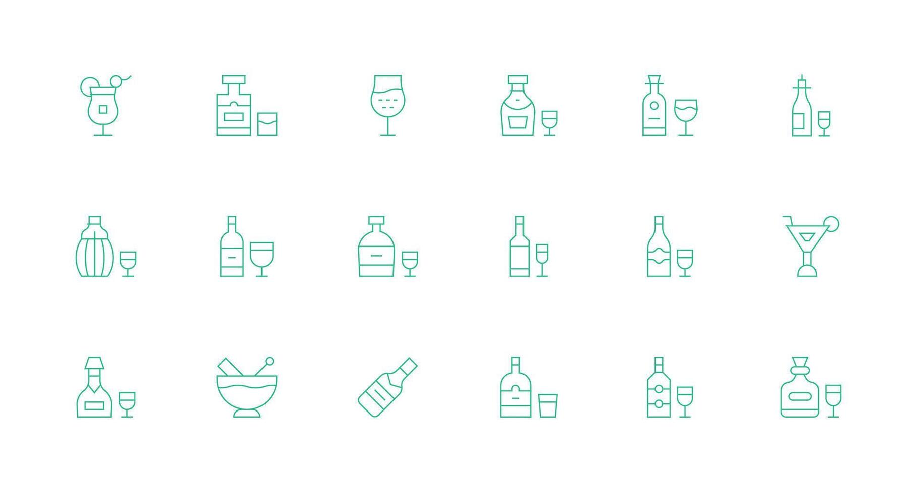 18 Icons for Spirits in Minimal Line Format User Interface Icons for Digital Products vector
