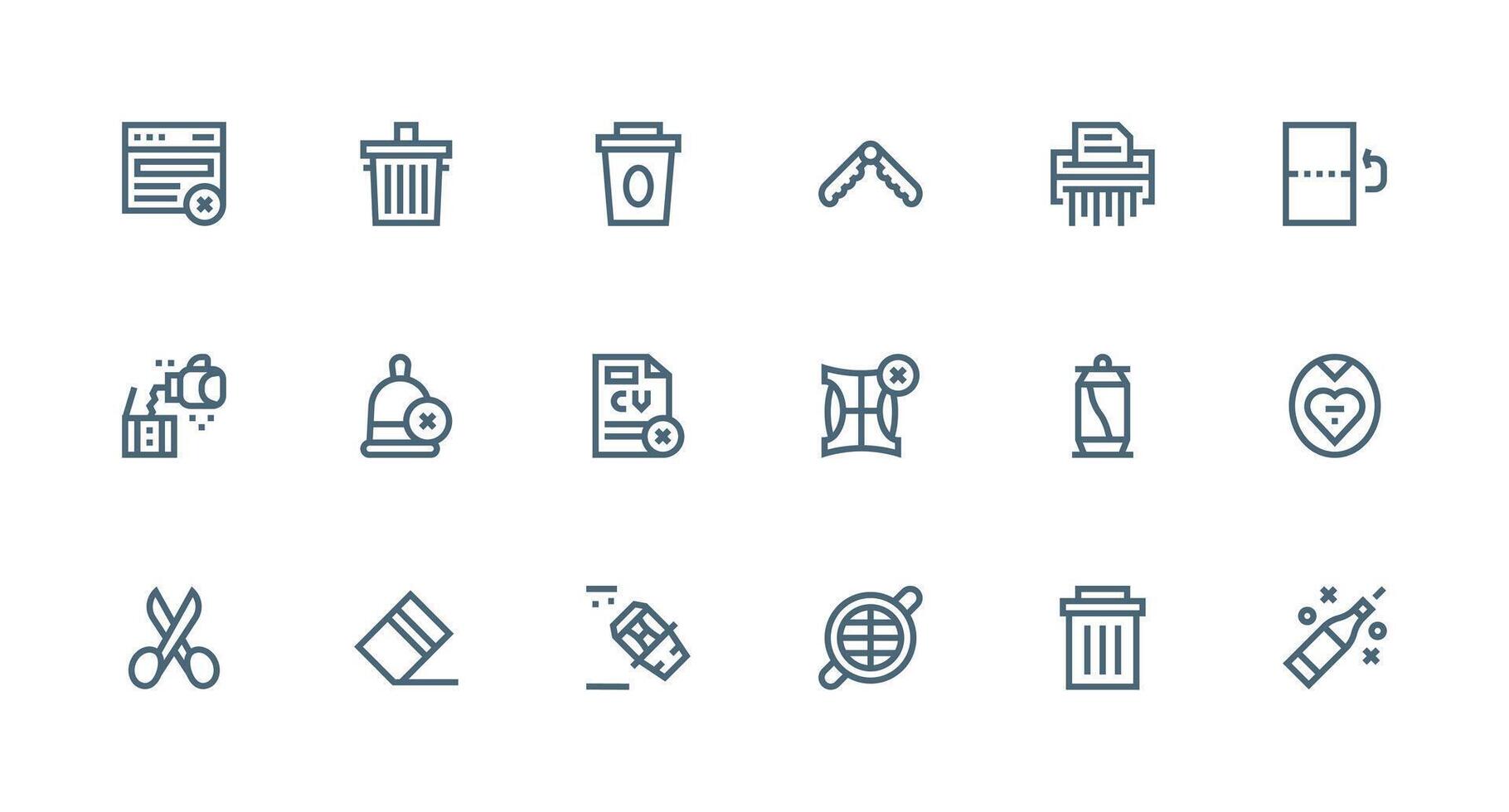 Remove Set with 18 Strong Stroke Line Icons Simple Icons for Interface and Wireframes vector