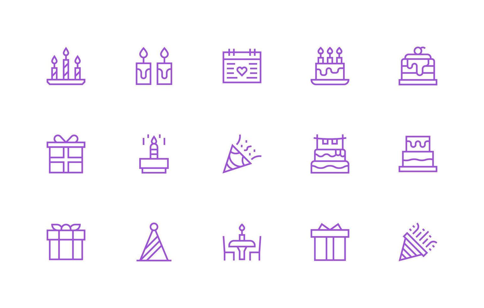 Birthday Set with 15 Regular Line Icons Core Icon Collection for Daily Tasks vector