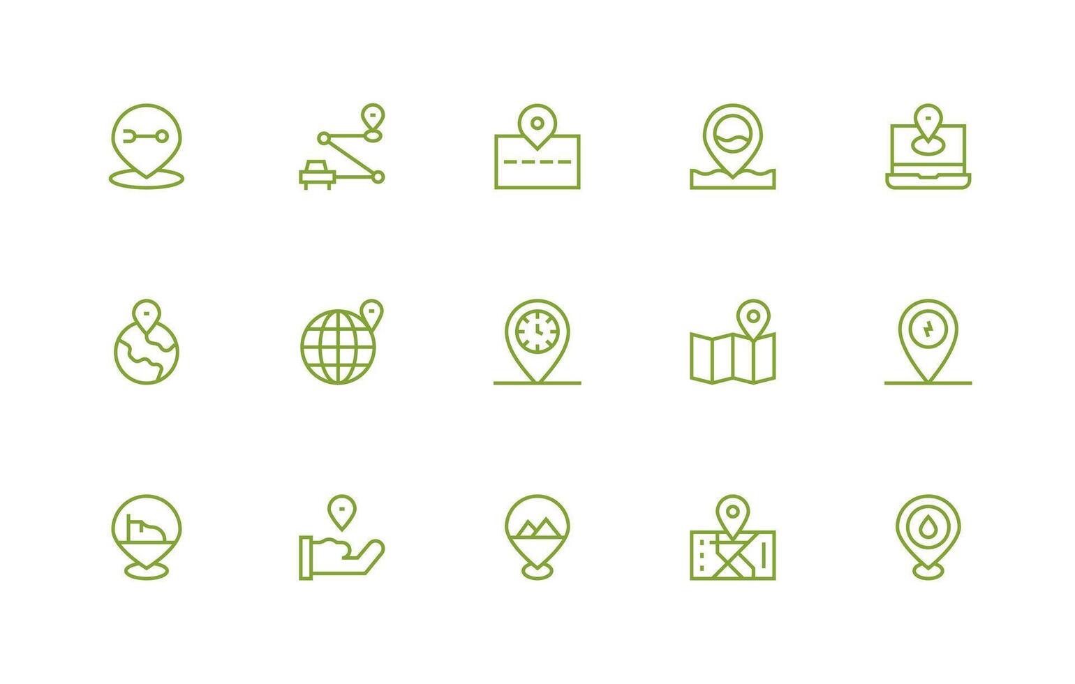 Regular Line Style Gps Icons with 15 Vectors Scalable Icons for All Themes