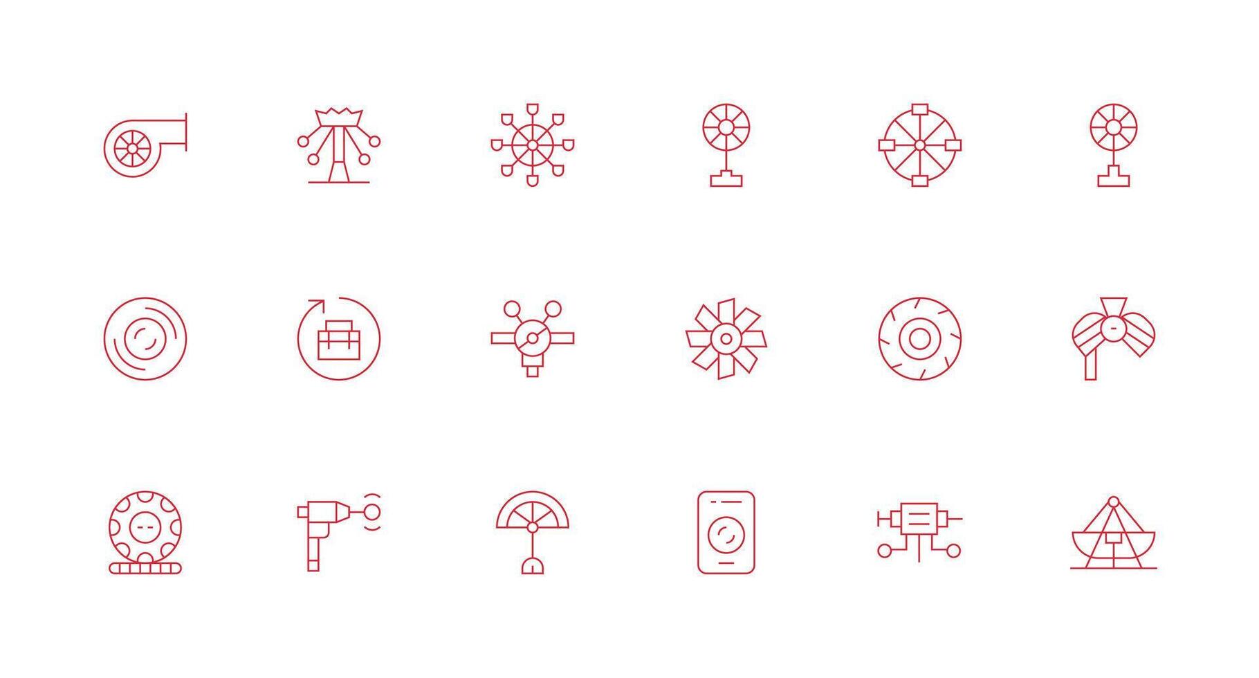 Rotating Set with 18 Minimal Line Icons Universal Icon Pack vector