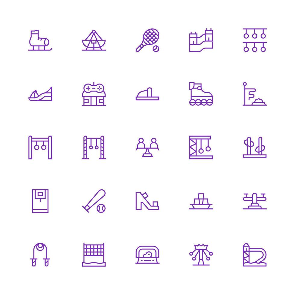 Playground Icon Collection with 25 Medium Stroke Outline Designs Interface Icons for Daily Use vector