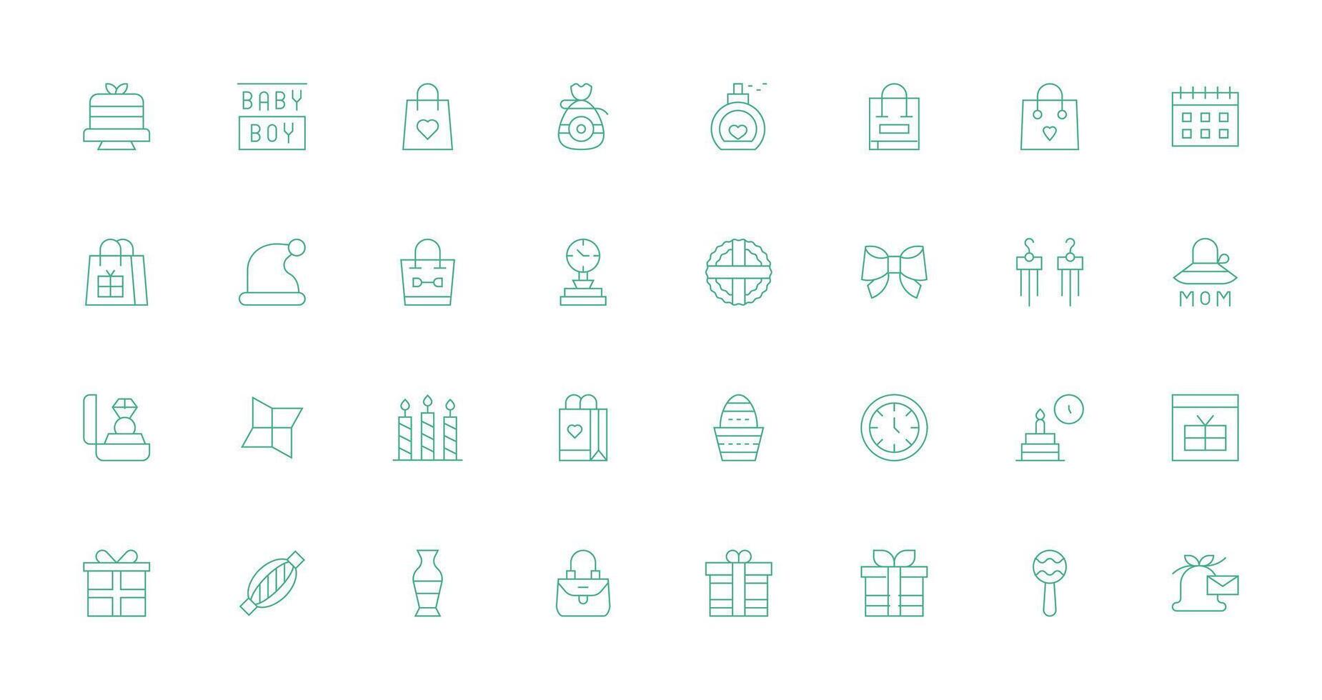 Present Visual Pack containing 32 Thin Line Icons Lightweight Icon Series for Fast Prototypes vector