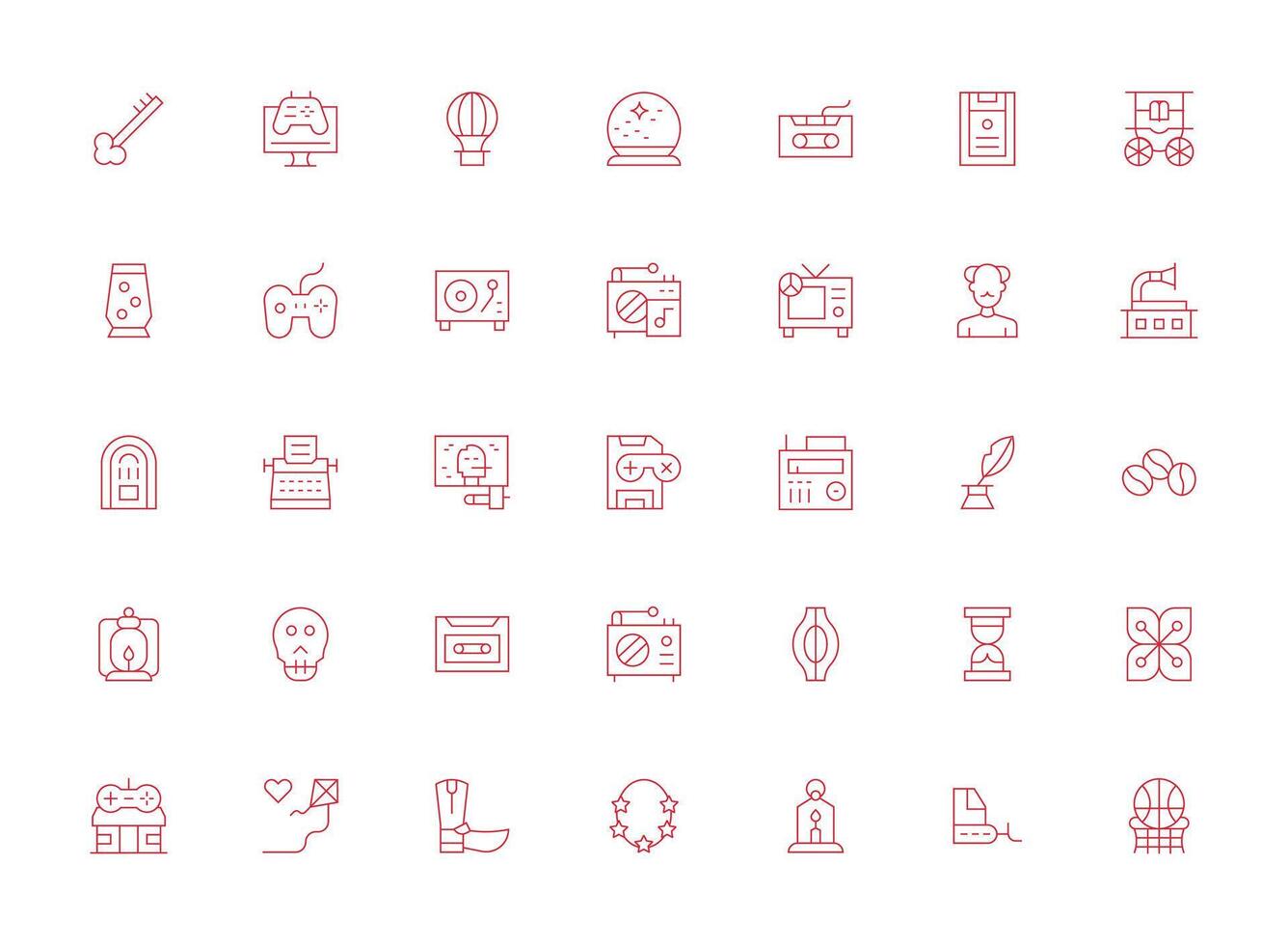 Light Line Icons from Retro Set with 35 Vectors Optimized Icon Pack for Digital Products