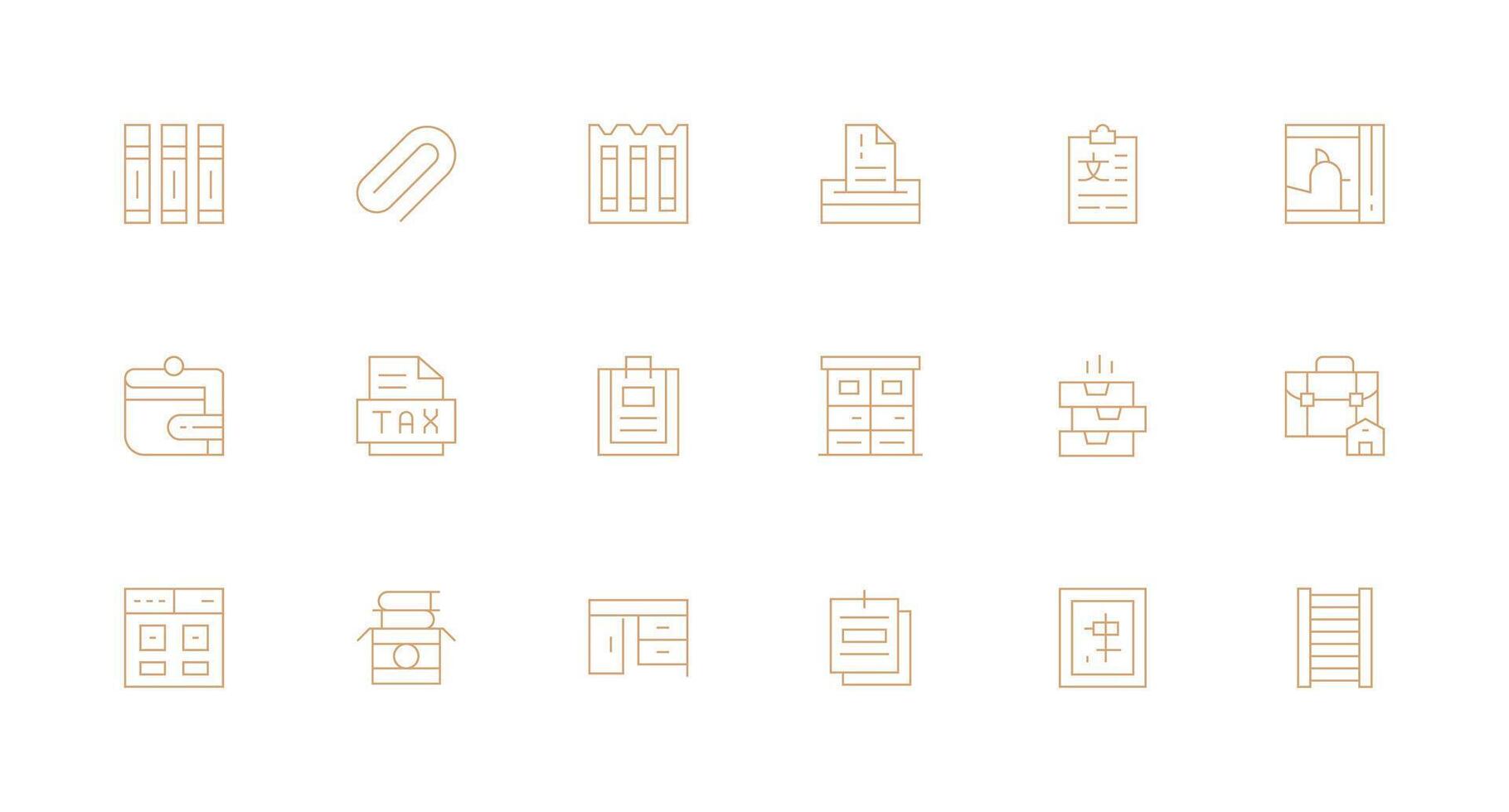 Filing Visual Pack containing 18 Minimal Line Icons Icon Collection Set vector