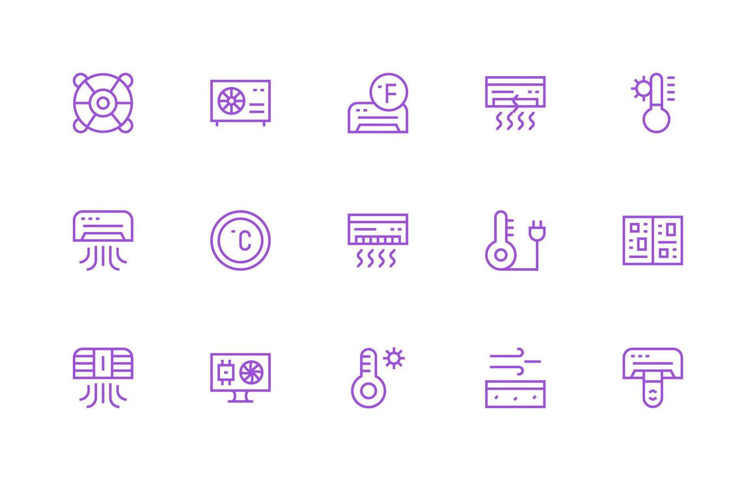 Cooling featuring 15 Icons in Regular Line Design Design Ready Icon Set for Teams vector