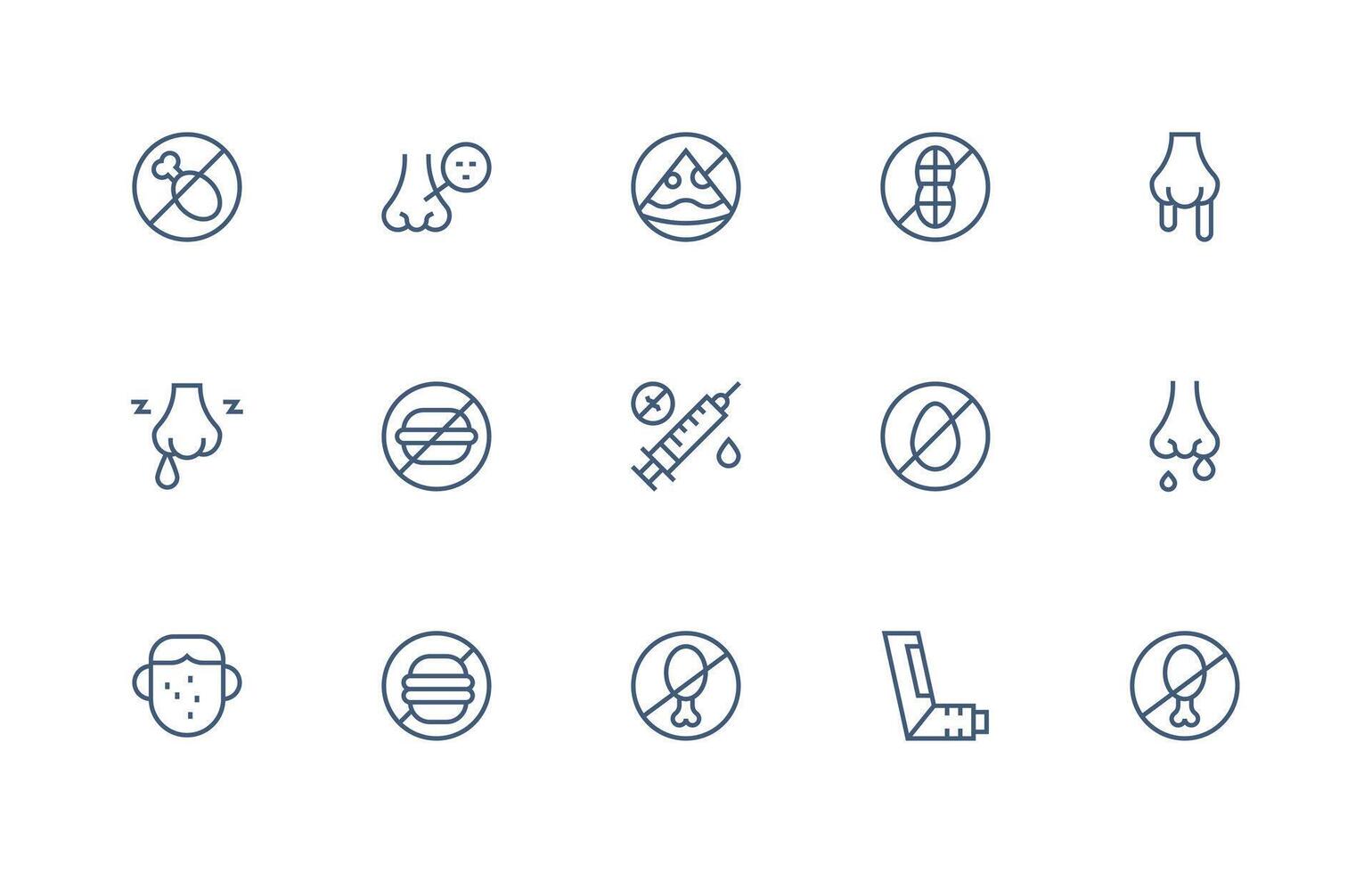 Allergy Set with 15 Regular Line Icons Optimized Icon Pack for Digital Products vector