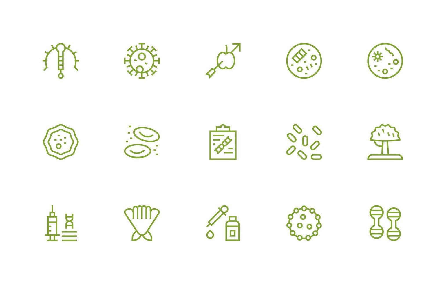 Biological Set with 15 Regular Line Icons Simplified Icon Pack for Visual Tools vector