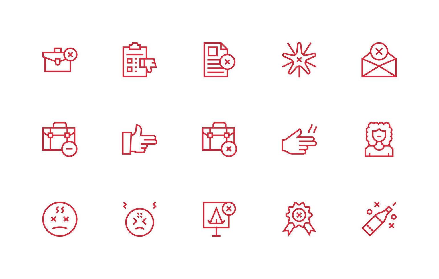 Unsuccessful Icon Collection with 15 Regular Line Designs Neatly Designed Icons for Web Platforms vector