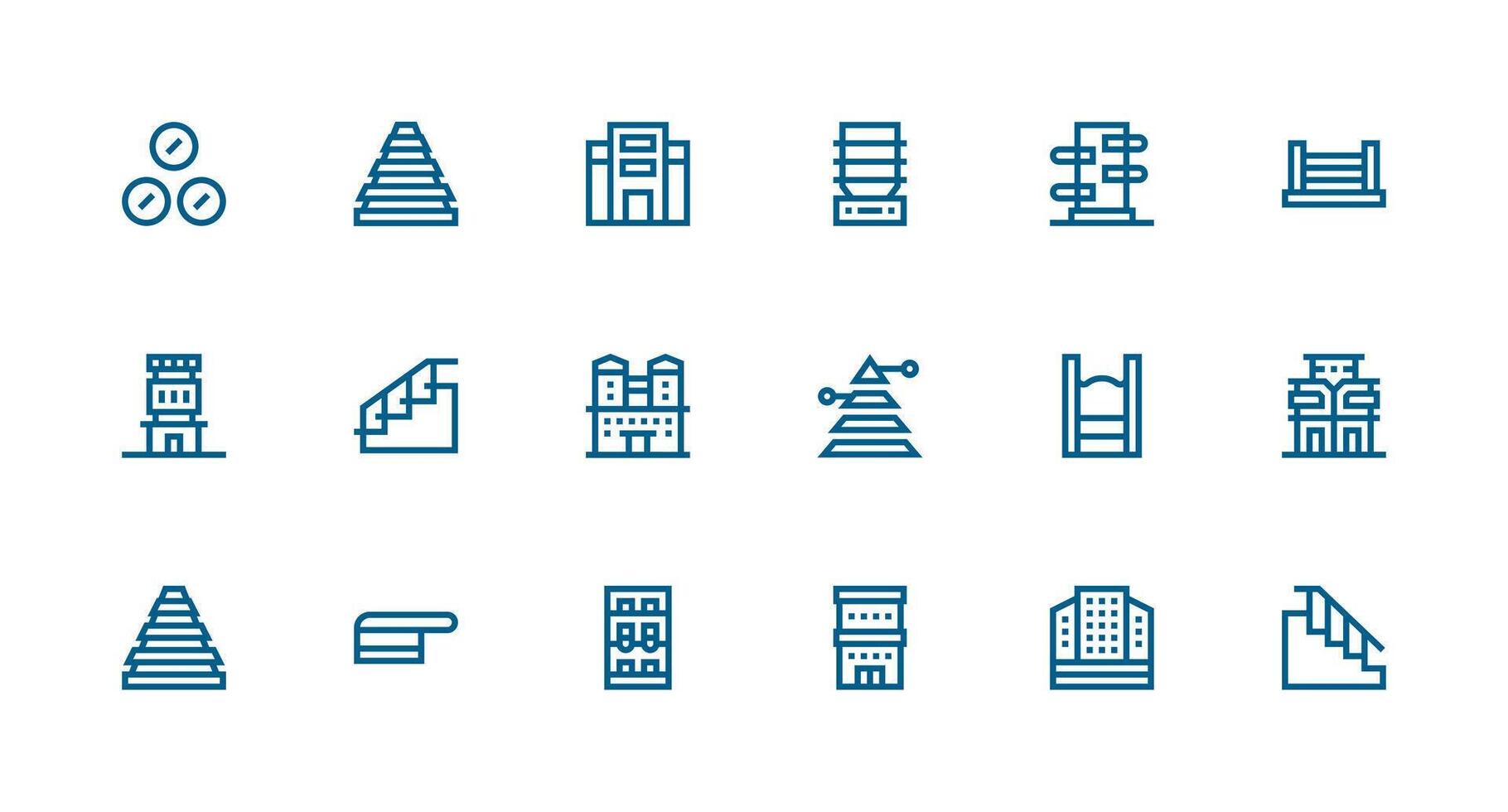 Multilevel featuring 18 Icons in Strong Stroke Line Design Pixel Perfect Icons for Modern Apps vector