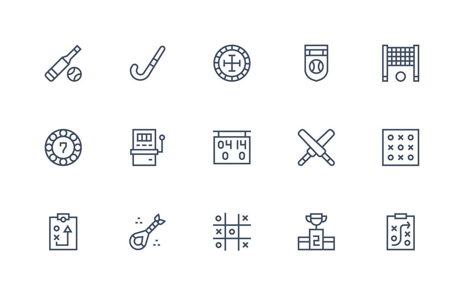 Lose Icon Set with 15 Regular Line Graphics Display Icon Pack vector