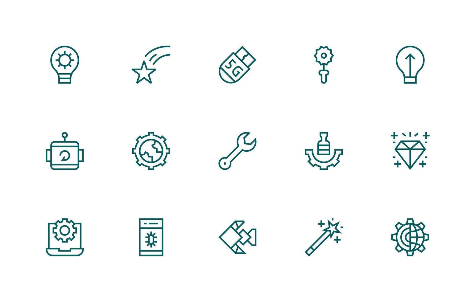 15 Regular Line Icons for Upgrade Graphics Minimal Icon Pack vector