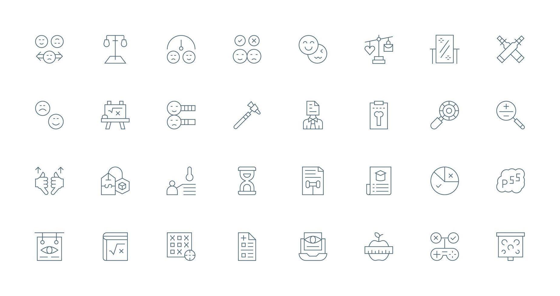 32 Icons for Assessment in Thin Line Format Clean Set for Layout Prototypes vector