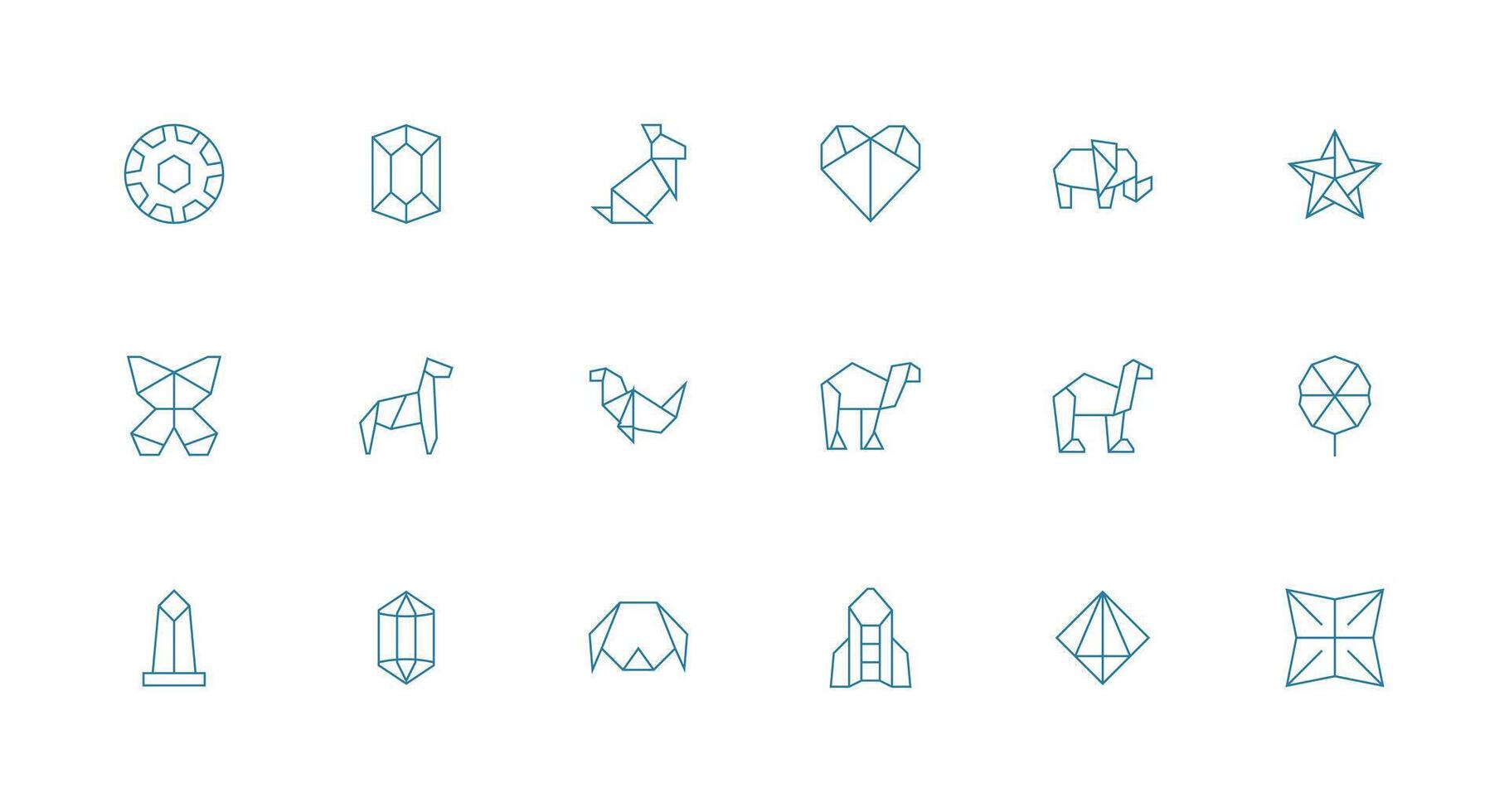 Polygon Design Icons featuring 18 in Minimal Line Style Layout Icon Collection vector