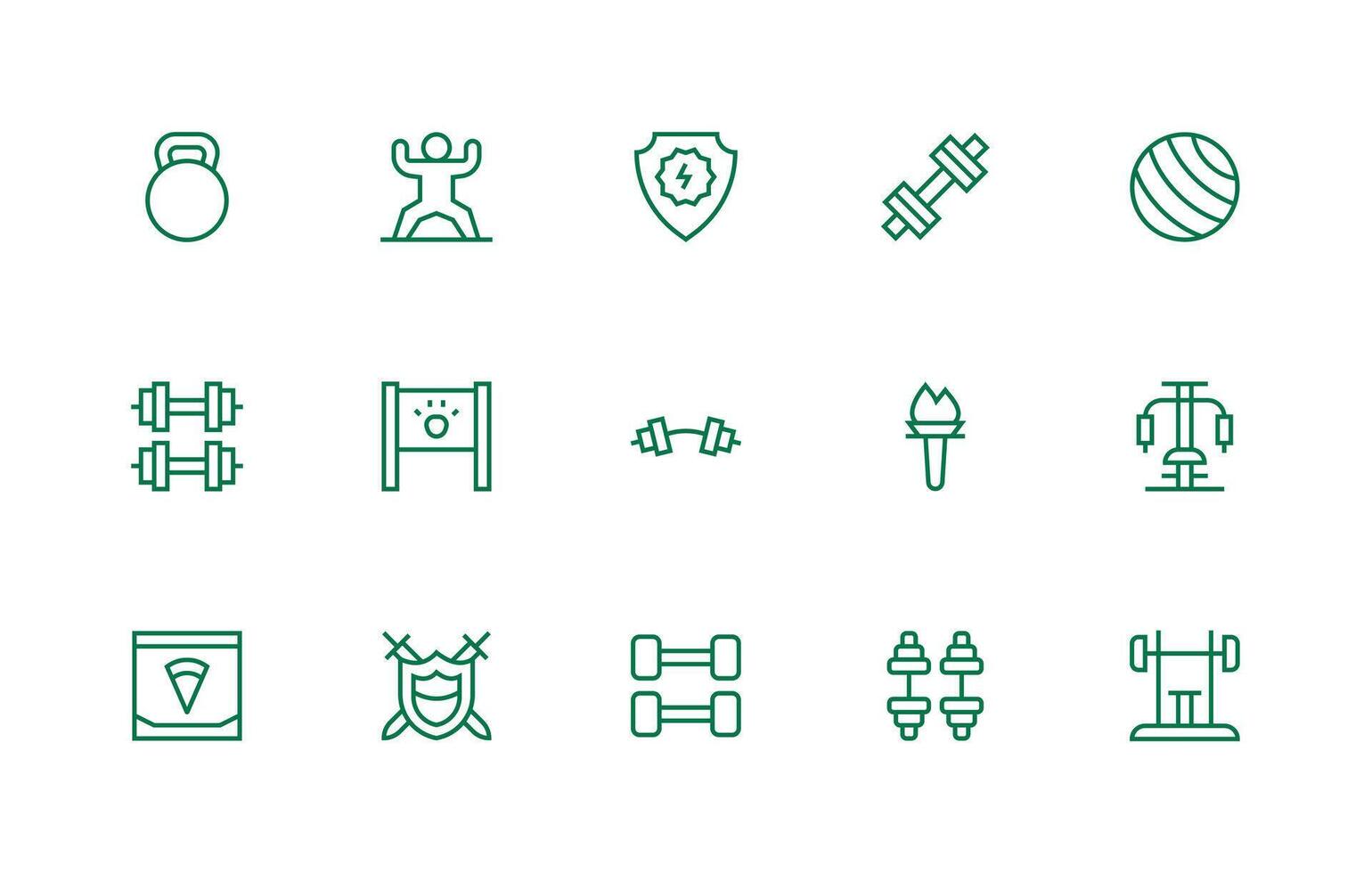 Strength featuring 15 Icons in Regular Line Design Flexible Icon System for Web Interfaces vector