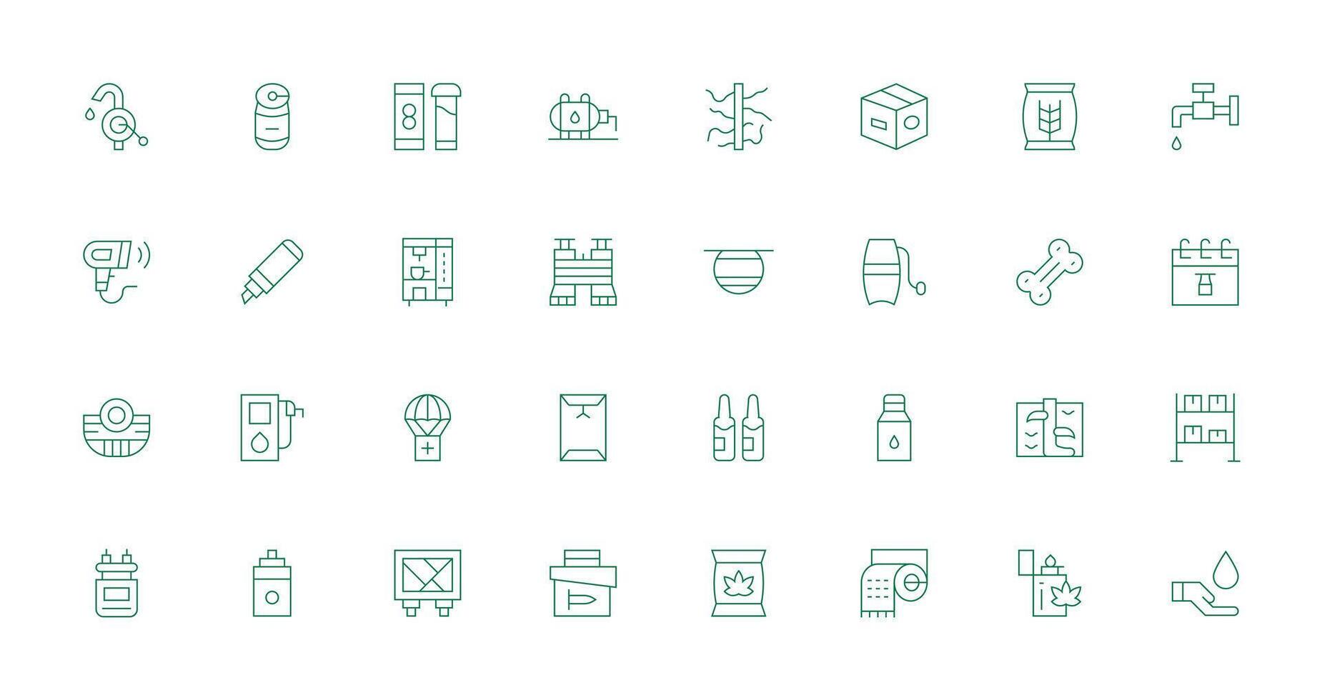 Supply Design Icons featuring 32 in Thin Line Style Balanced Icon Set for Functional Design vector