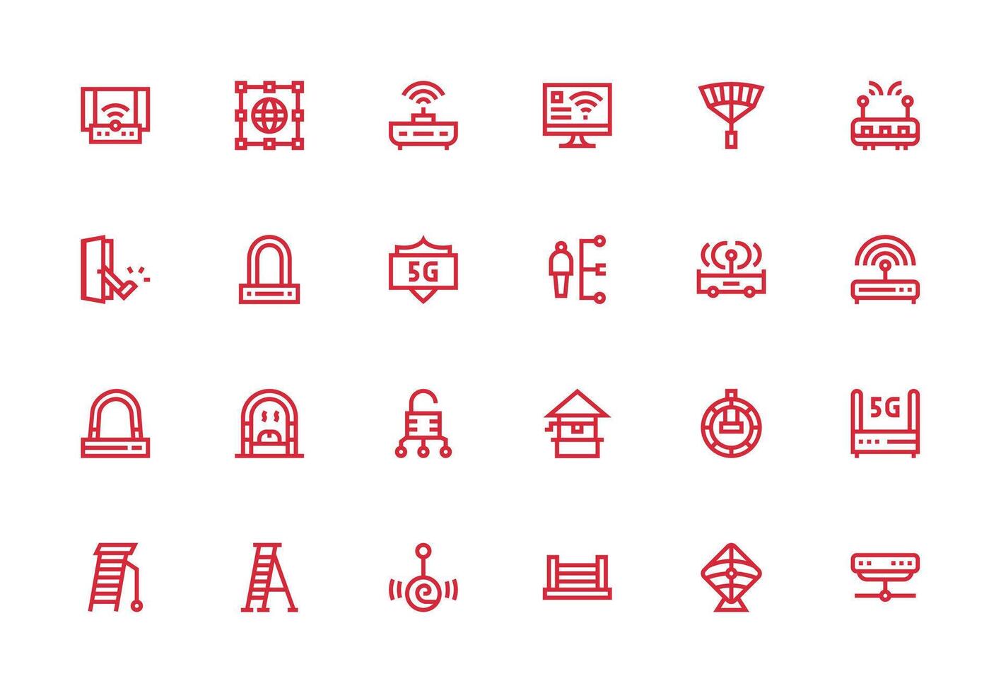 Access Point featuring 24 Icons in Thick Line Line Design Essential Icons for Rapid UI Building vector