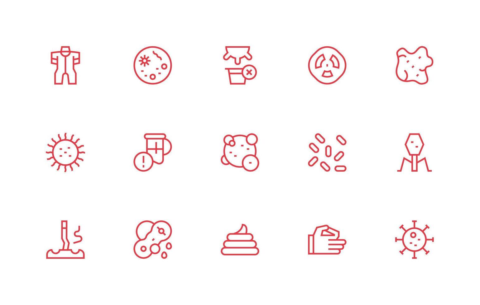 15 Icons for Contamination in Regular Line Format Sharp Icons for Presentations vector