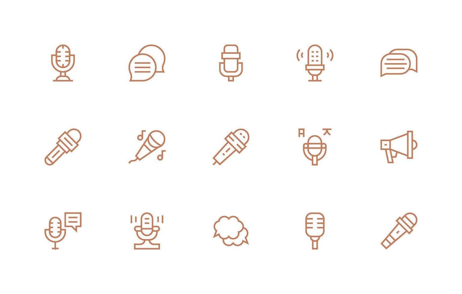 Commentary Icon Set with 15 Regular Line Graphics Icon Pack for Various Themes vector