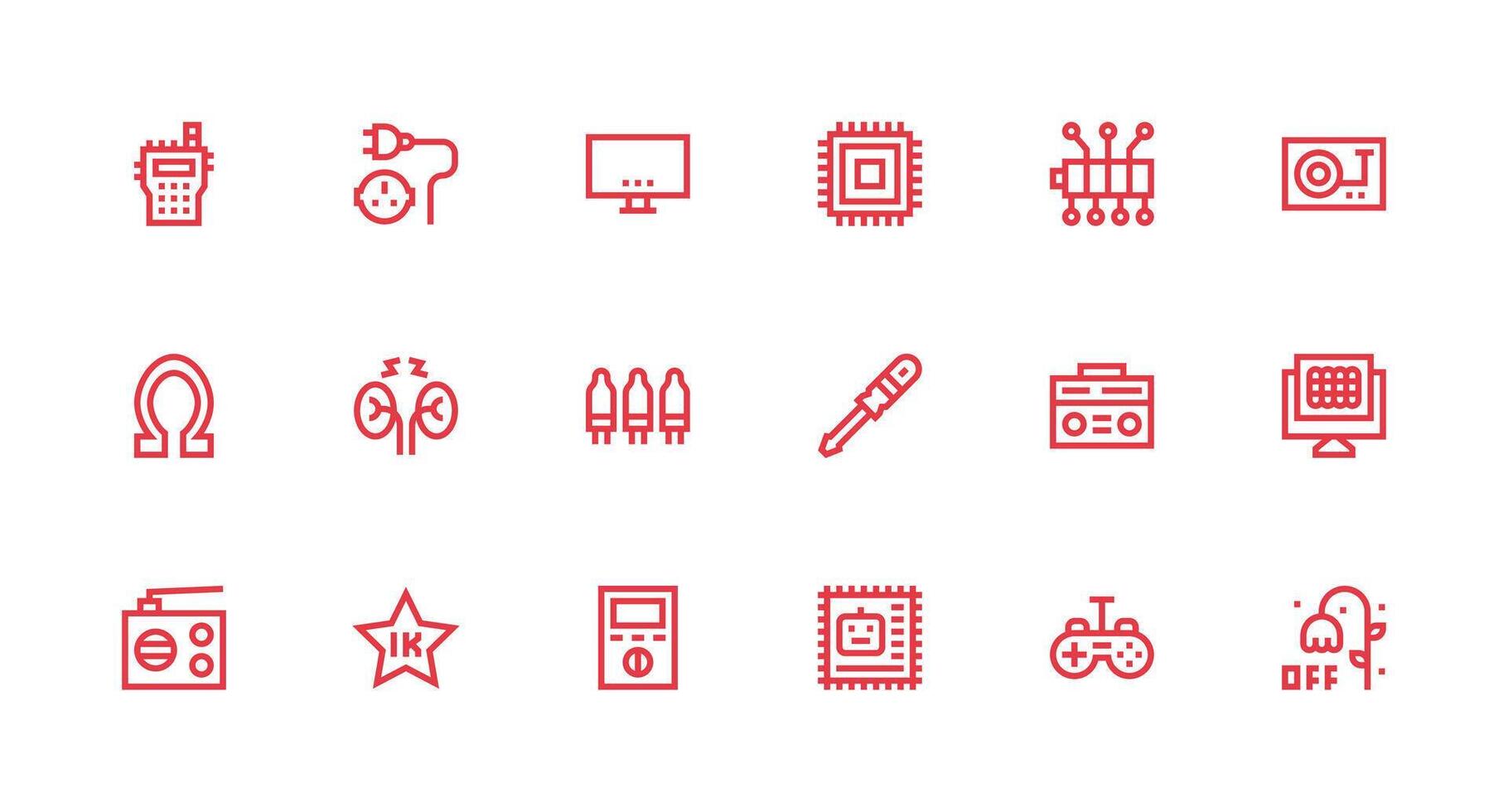 18 Strong Stroke Line Style Icons from Electronics Collection Responsive Icon Set for Flexible Layouts vector