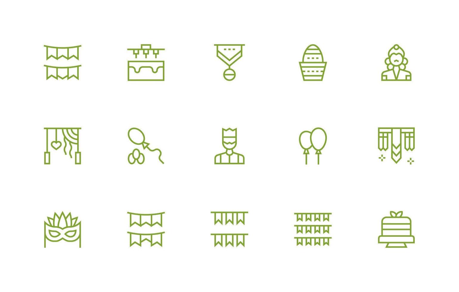 Regular Line Style Decorations Icons with 15 Vectors Multi-Style Icon Collection