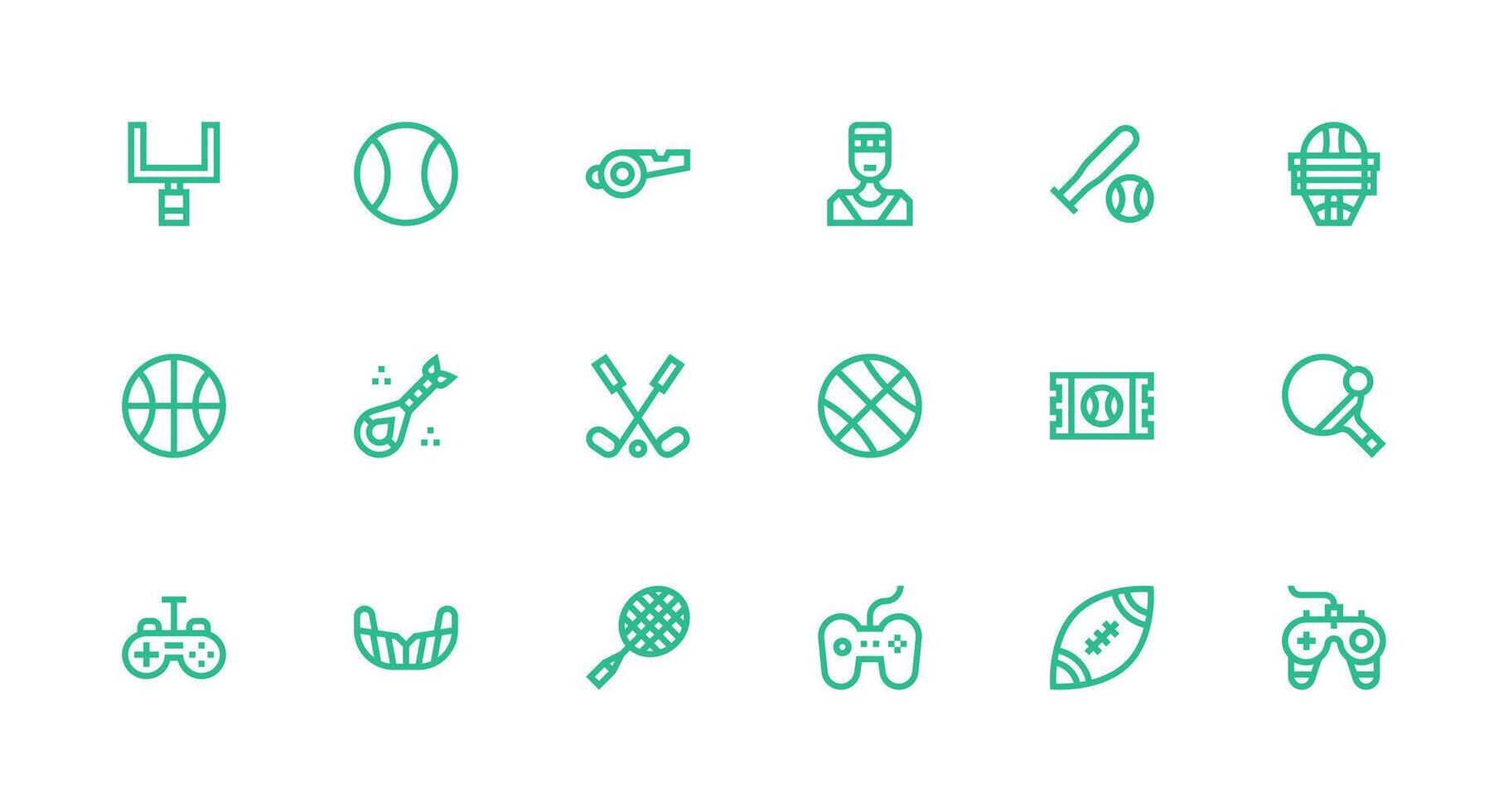 18 Player Icons in Strong Stroke Line Aesthetic Minimal Icon Set for Interface Projects vector