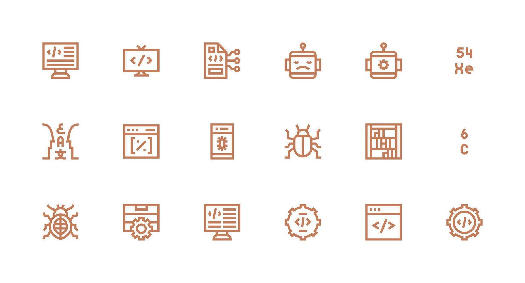 Programming Icon Set with 18 Strong Stroke Line Graphics Pixel Perfect Icon Set vector