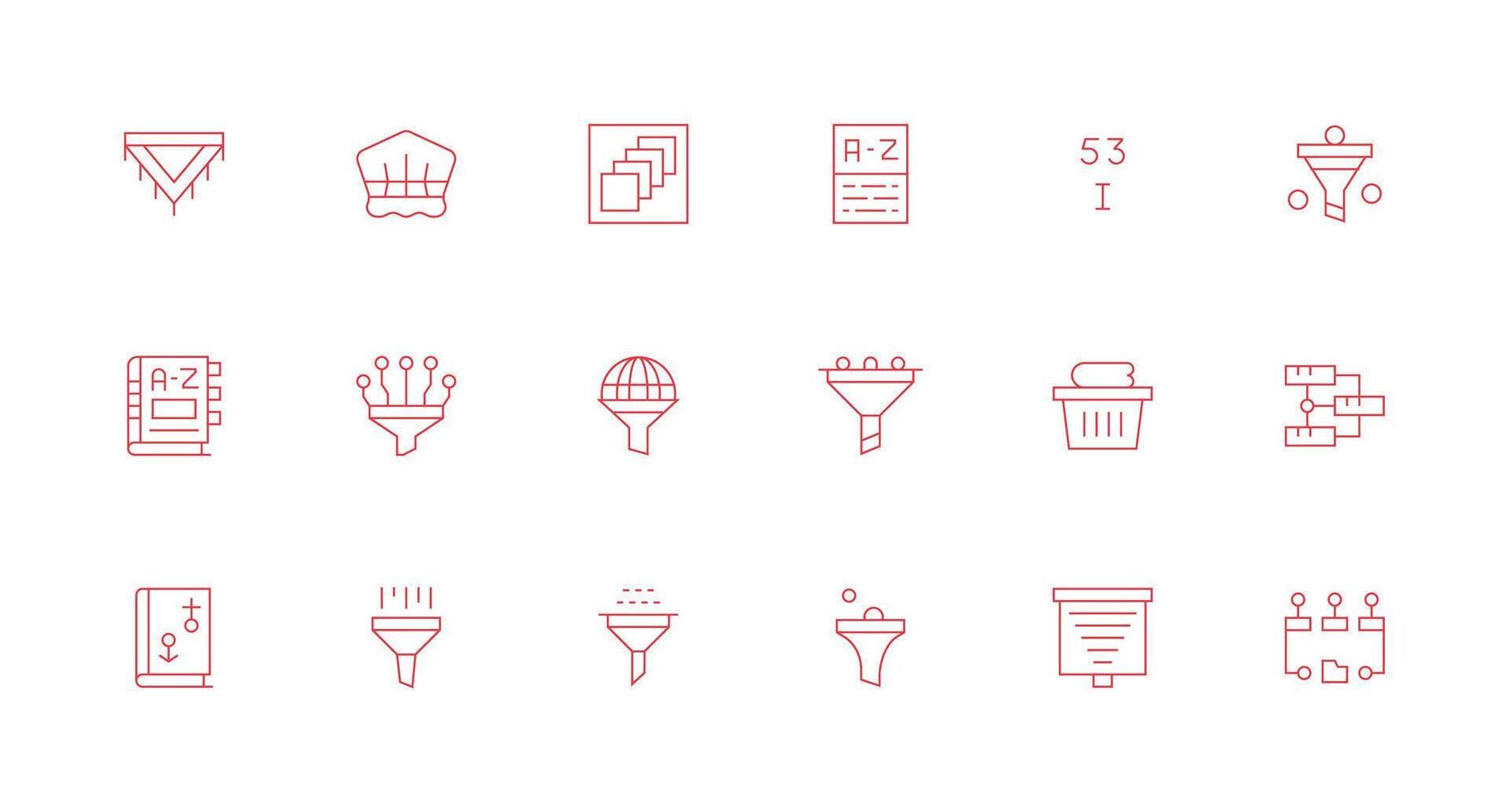 18 Icons for Sorting in Minimal Line Format Line Icon Collection vector