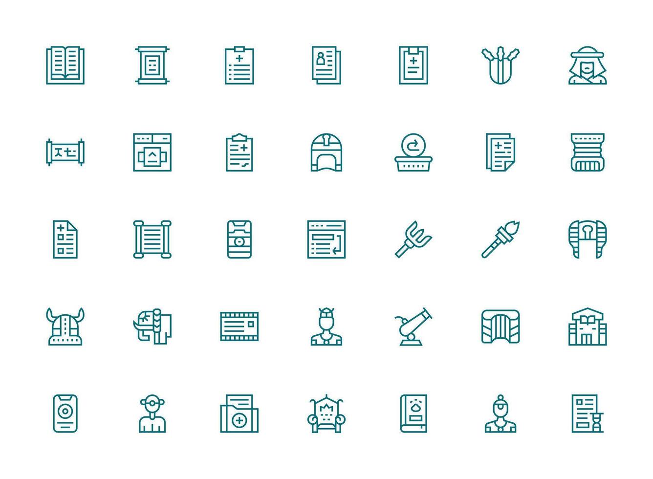 Regular Clean Line Icons from History Set with 35 Vectors Complete Icon Bundle for Web Design