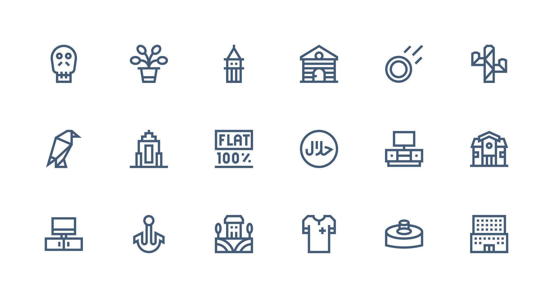 18 Strong Stroke Line Style Icons from Flat Collection Web and App Icon Pack Collection vector