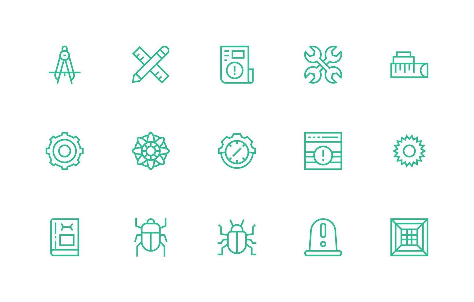 15 Icons for Technical in Regular Line Format Icon Set vector