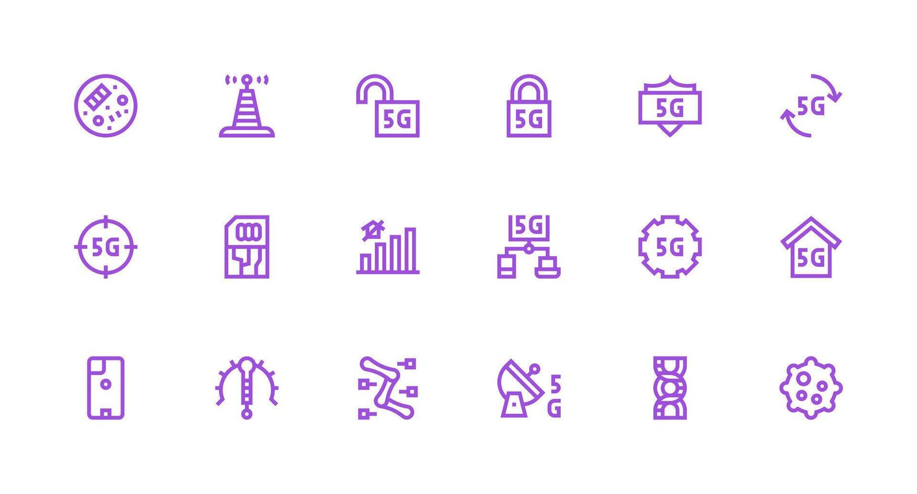 Strong Stroke Line Icons from Cellular Set with 18 Vectors Quick Access Icons for UI Development