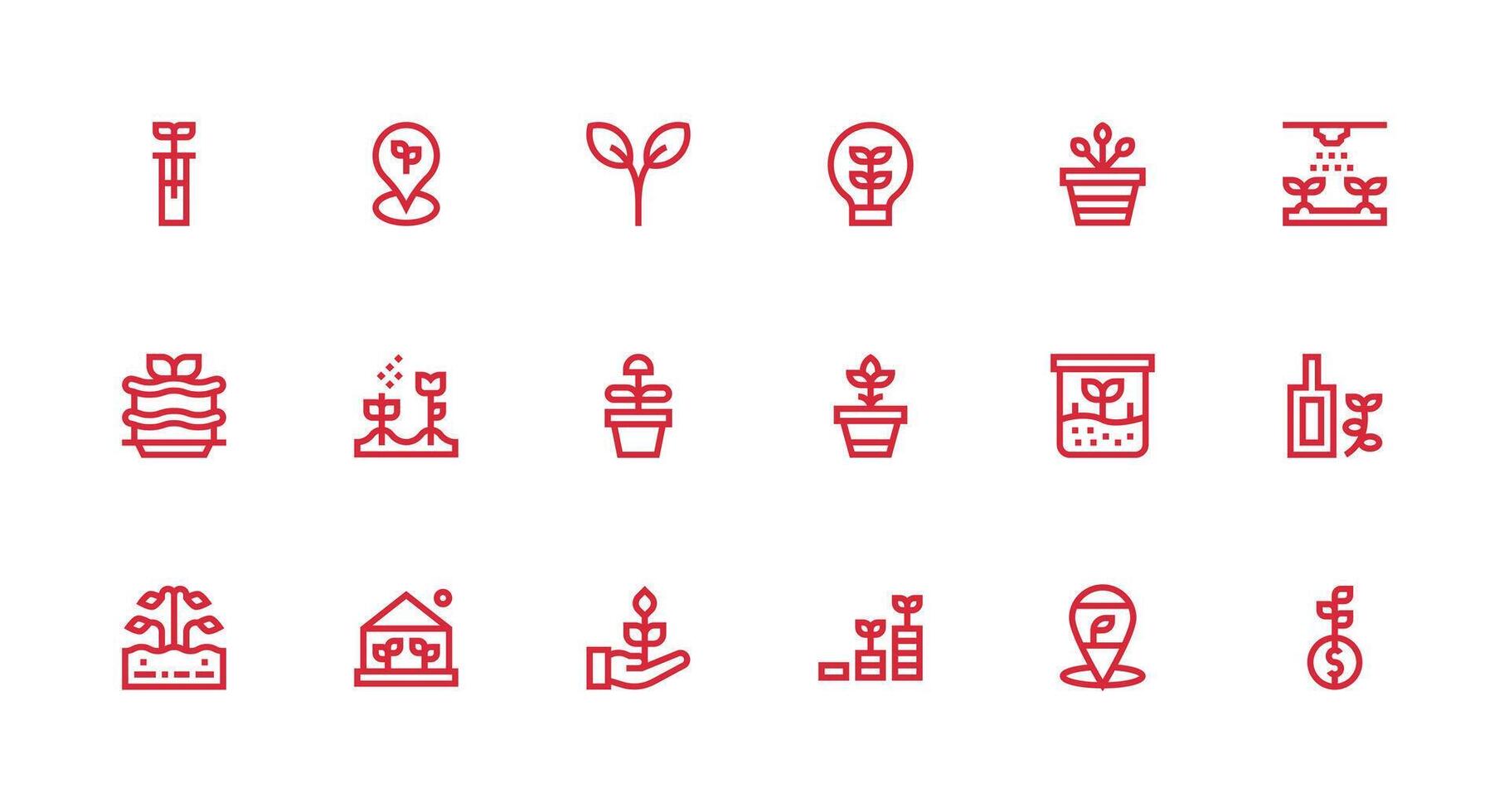Seedling featuring 18 Icons in Strong Stroke Line Design Sharp Icons for Presentations vector